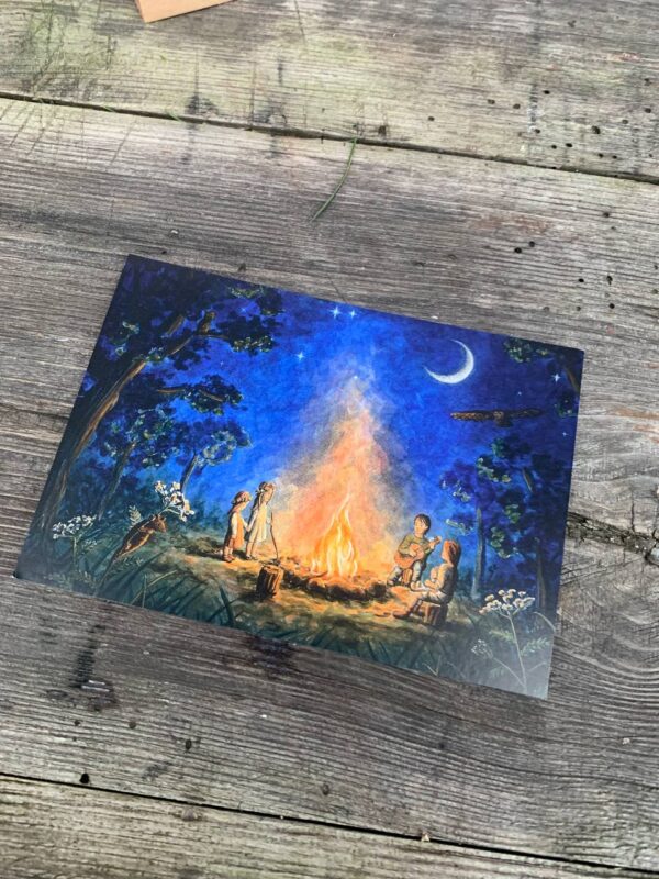 Postkarte  Lagerfeuer